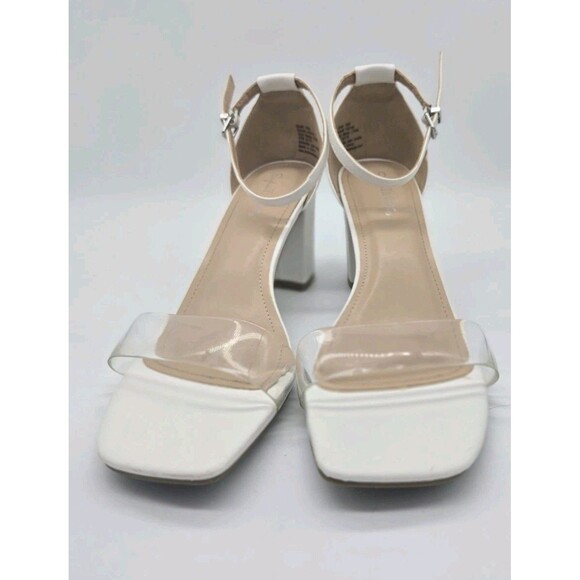 Sophia Taylor White Heels Clear Open Toe Style Lynn Sz 10 M 3" Heel Sandal Shoe - Picture 8 of 16
